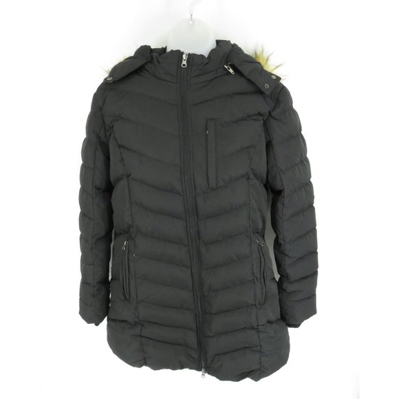 WenVen Jackets & Blazers - Women's Black Winter Puffer Coat Jacket Faux Fur Removable Hood L NWT